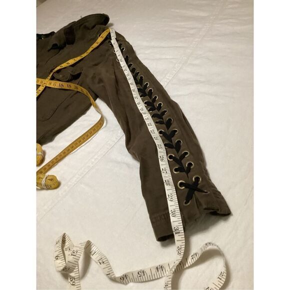 Free People Green Faye Military Over Sized Lace Up Sleeves Jacket M - Picture 4 of 7